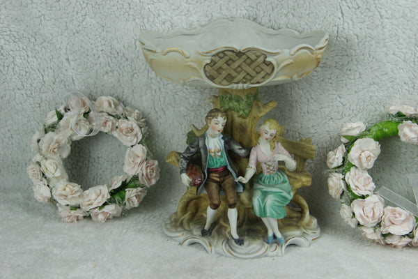 Capodimonte porcelain centerpiece bowl coupe boy girl group