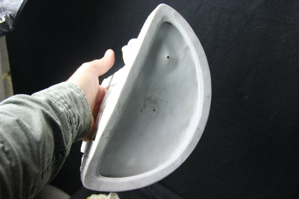 German marked Bisque porcelain group statue jardiniere planter