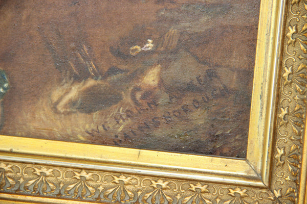 Gorgeous oil panel painting blue boy romantic after gainsborough 1970's