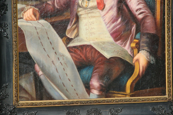 Antique 19th French oil panel painting portrait noble officer man rare top