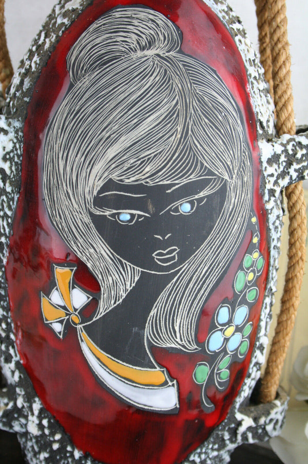 Retro fifties mid century San marino pottery Vase Lady rope vase rare