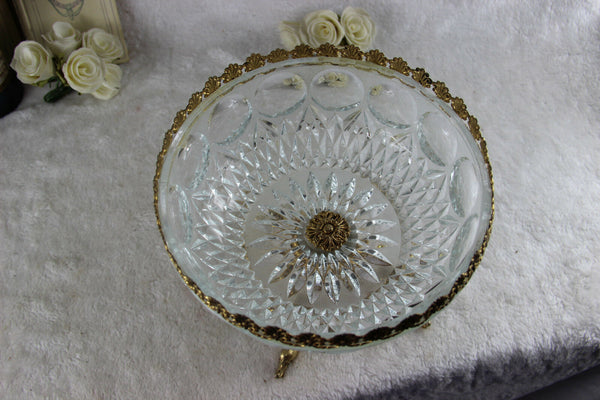 French Empire 1970 Crystal glass cut Centerpiece coupe swan base Rare