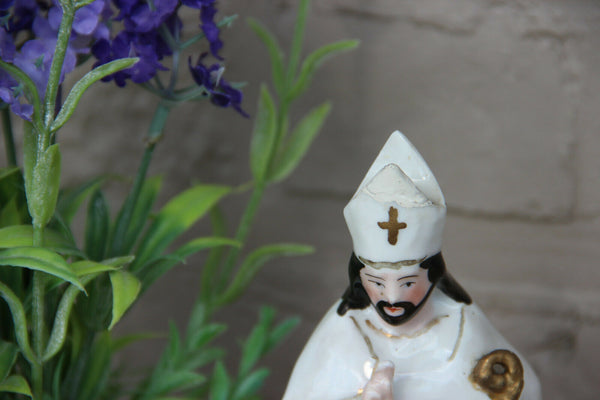 Antique french vieux paris porcelain saint nicholas children religious statue