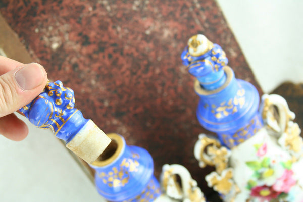 PAIR exclusive French antique 1900 old paris porcelain flacons gout de petit