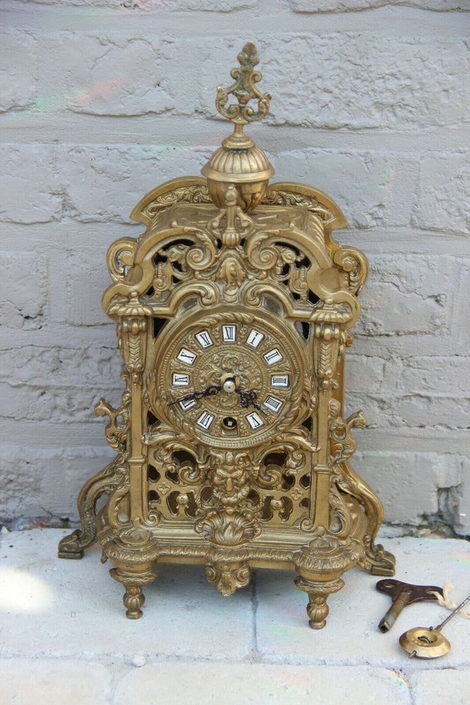 French antique Bronze Clock Lion head