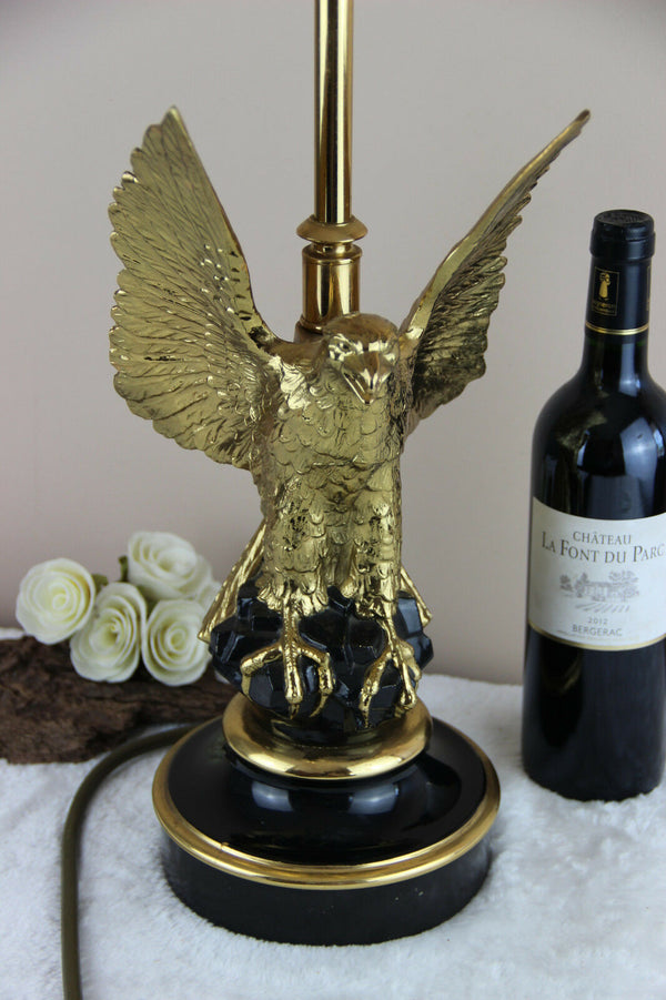 Mid century Bronze eagle Maison Jansen Paris Table lamp Modernist France 1970's