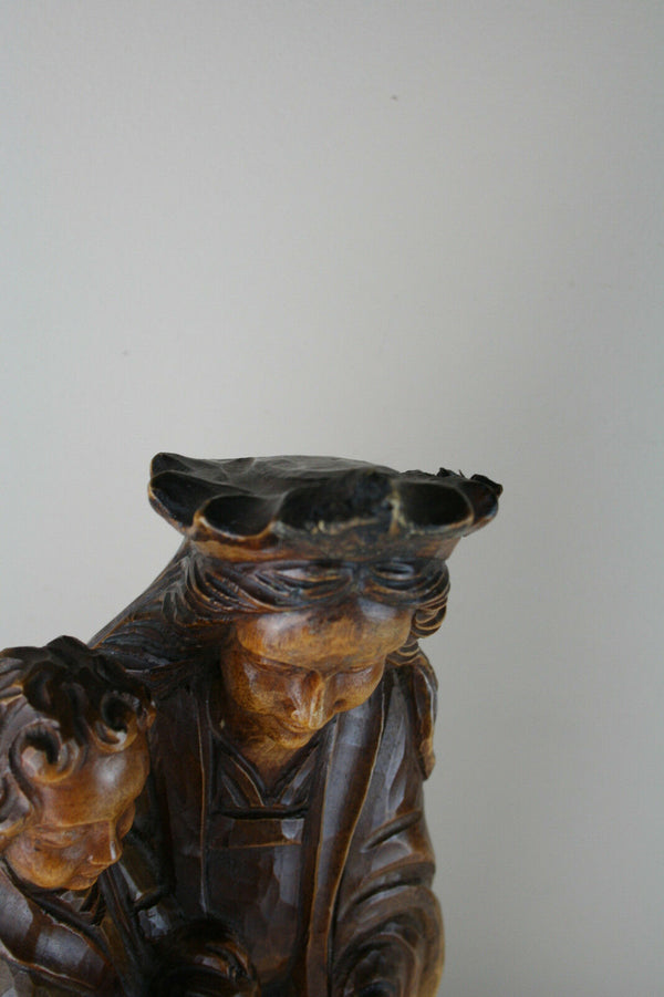 Antique Gorgeous wood carved German Madonna Mary statue religious 1920