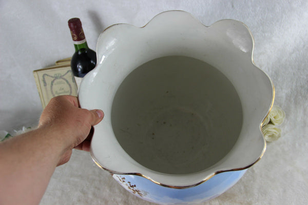 XL Antique 1935 NIMY faience ceramic PLANTER jardiniere country farm house