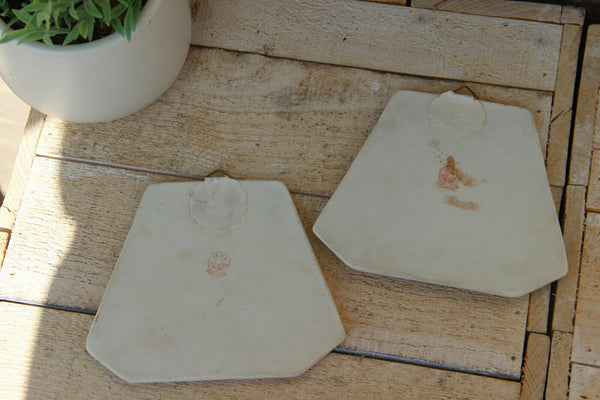 PAIR antique Limoges Porcelain putti angels wall plaques Romantic