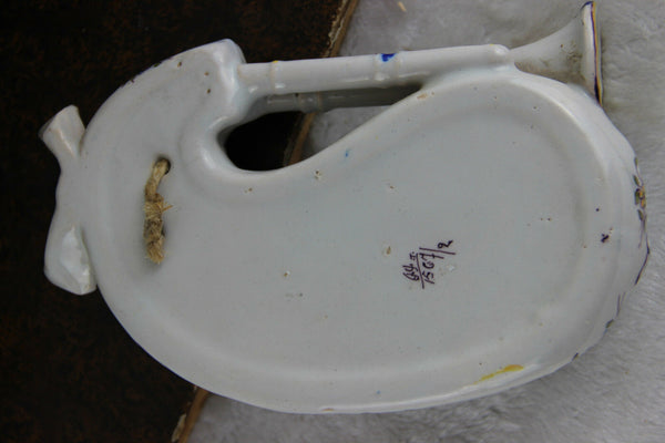 Gorgeous French QUIMPER faience pottery Bagpipe Wall Vase 1920 marked