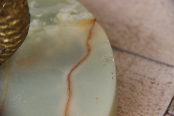 Vintage French onyx marble Dolphin Ashtray stand