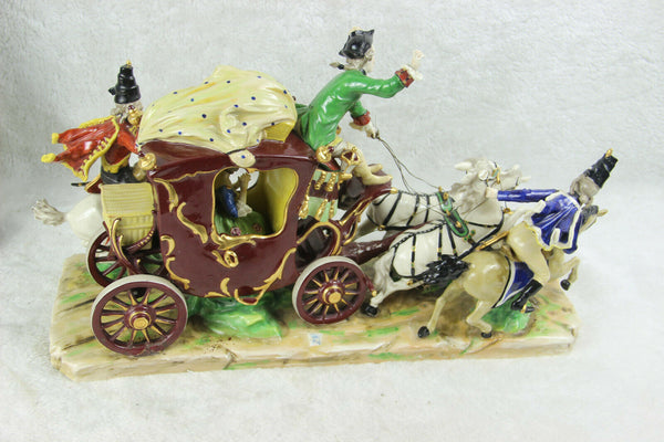 XL German potschappel DRESDEN porcelain mark large Coach carriage princess group
