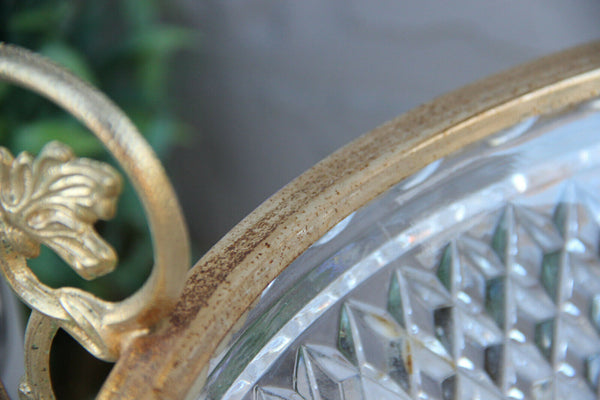 LARGE empire design french Crystal glass Centerpiece fruit bowl lion paws