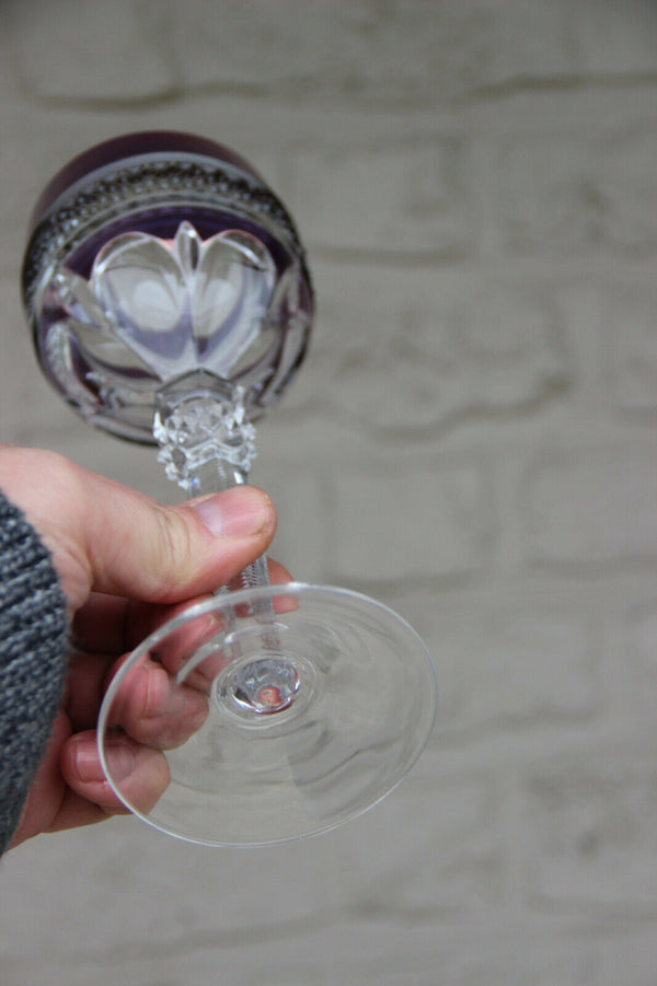 VAL SAINT LAMBERT Crystal glass decanter set on plate marked top piece