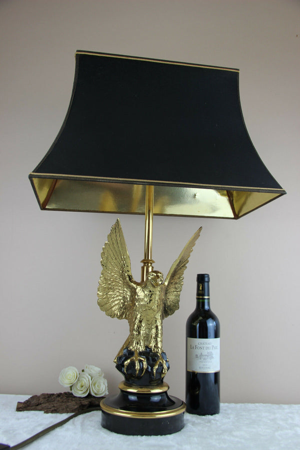Mid century Bronze eagle Maison Jansen Paris Table lamp Modernist France 1970's
