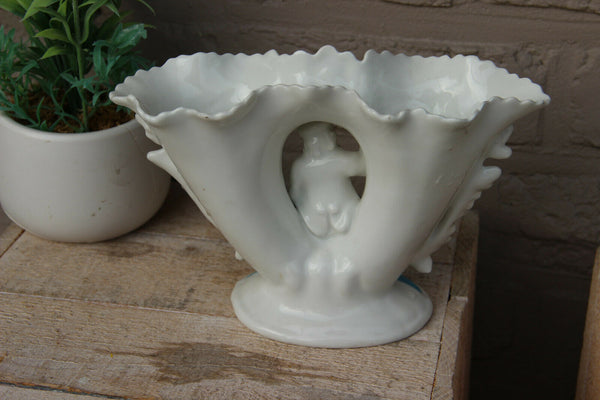 Antique french vieux paris porcelain romantic figurine dog vase