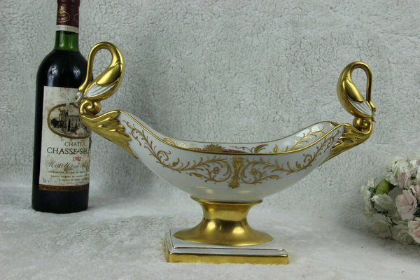 Vintage German Centerpiece bowl romantic victorian swan handles coupe