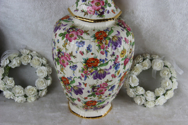 Boch Freres Belgium KEralux Floral lidded Vase ceramic