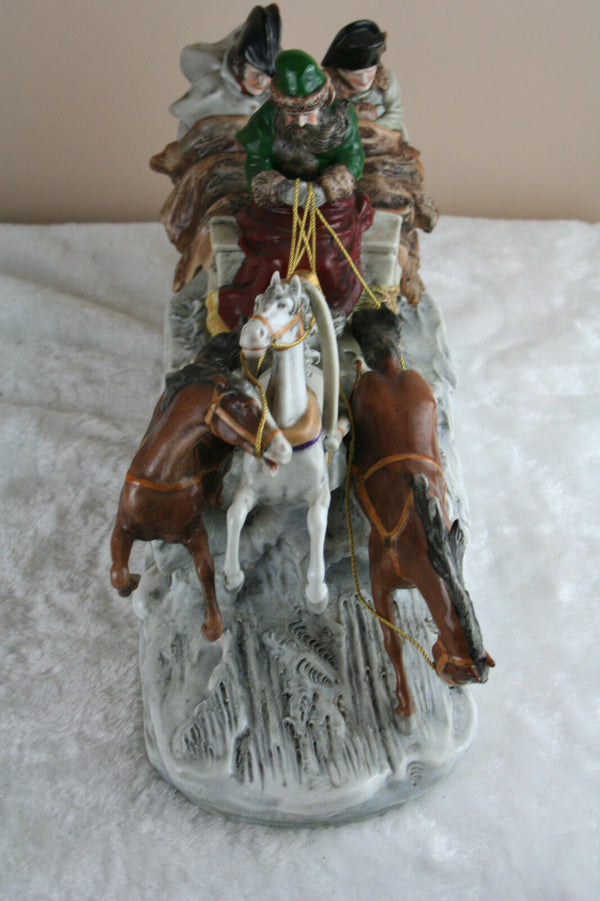 Large German Scheibe alsbach marked porcelain napoleon in sled group figurine
