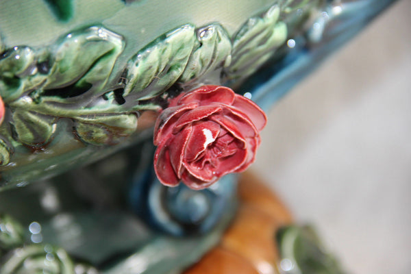 Stunning XXL Satyr caryatid heads Barbotine Majolica Planter jardiniere Vintage