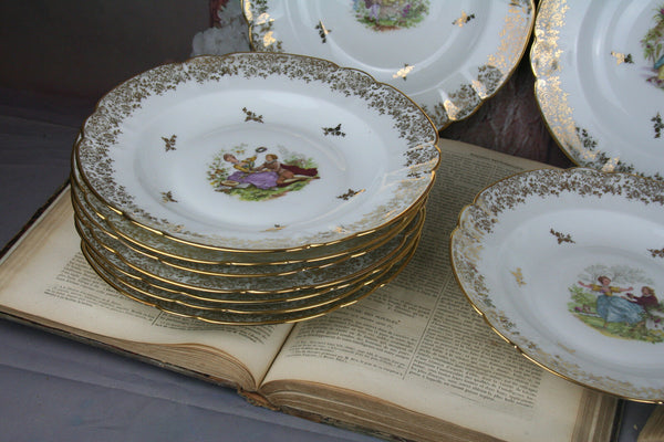 11x French Porcelain dinnerware set Limoges Plates dinner marked
