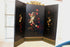 RARE 47" XXL  Antique 19thc French Tryptich Oil canvas painting flowers wood