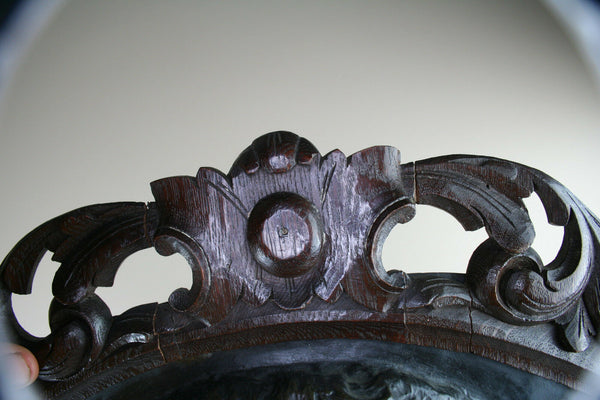 Black forest Wood carved Copper embossed Wall plaque Charles quint portrait