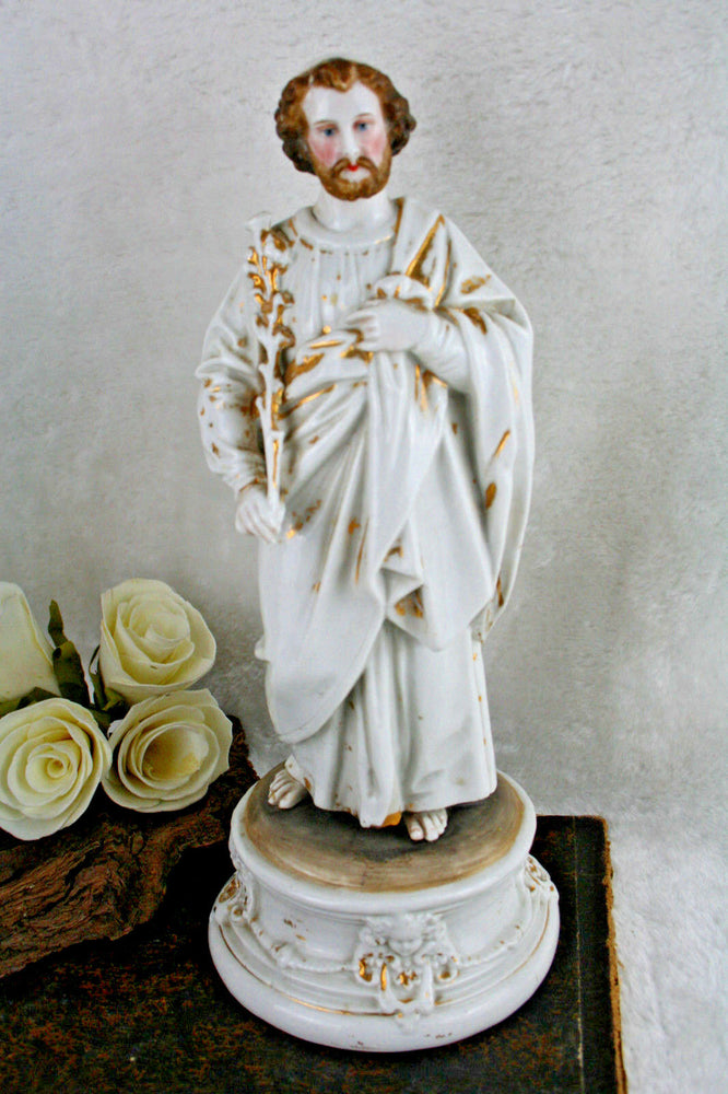 Rare Antique Vieux paris porcelain religious saint joseph statue sculpure
