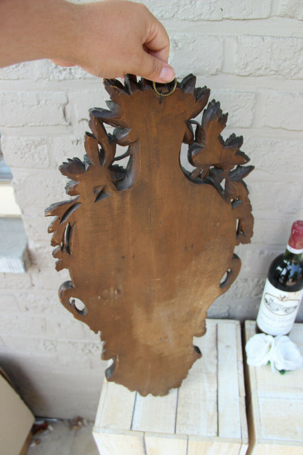 Antique German black forest wood carved crucifix cross Religious top