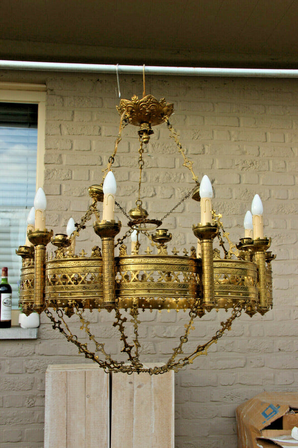 Majestical Antique French Church religious neo gothic chandelier lamps  candles