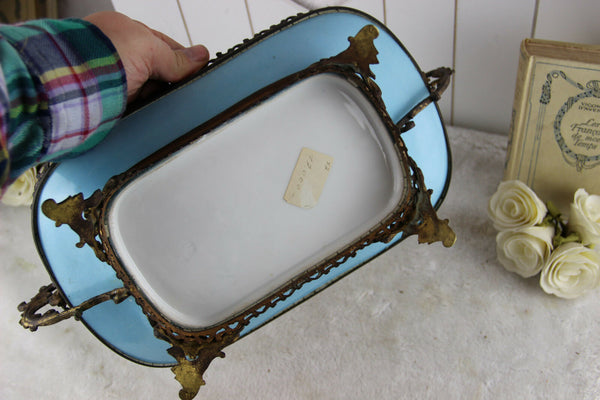 Antique French 1925 Centerpiece coupe table in sevres porcelain hand paint