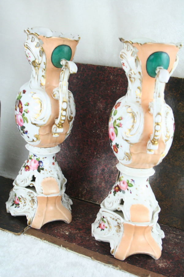 PAIR Exclusive old paris porcelain gout de petit floral decor 19thc French