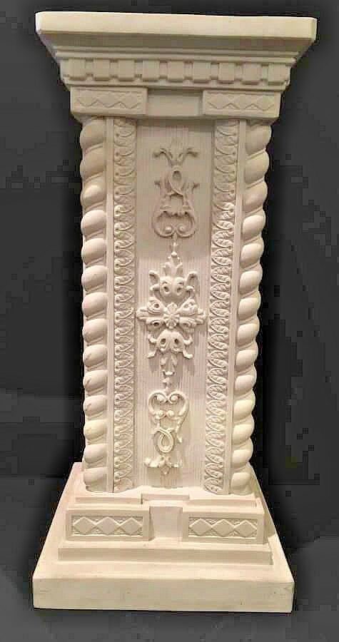 Heavy 25 kg Carved Bisque pedestal for clock statue barley twist columns