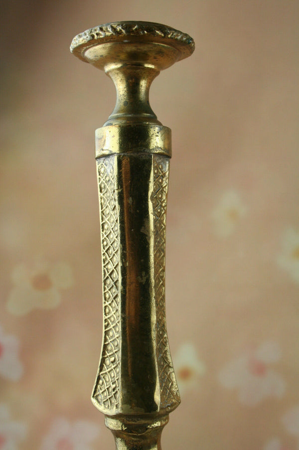 Pair Antique French brass angels Putti angel sidetable paws
