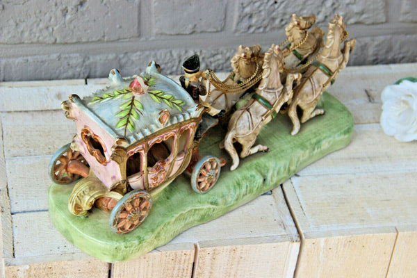 Vintage German porcelain Coach Carriage princess horses