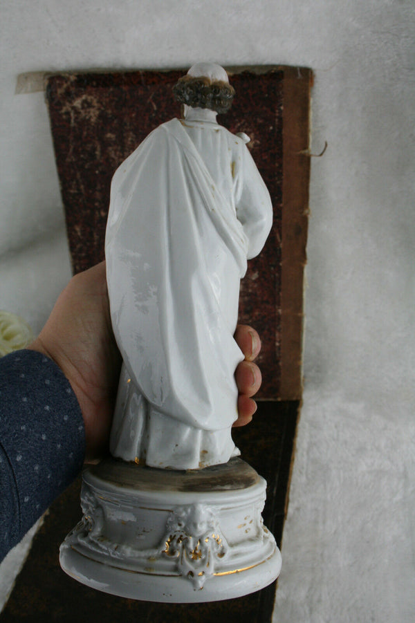 Rare Antique Vieux paris porcelain religious saint joseph statue sculpure