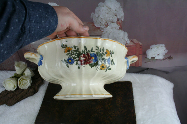 French Porcelain Bowl center piece table floral apple marked JVD