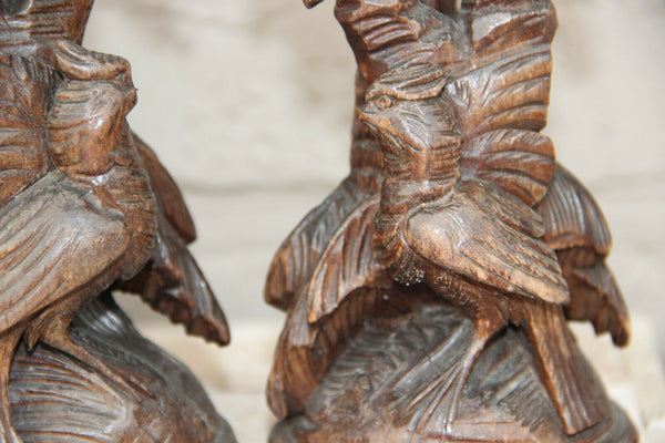 Antique German Black forest Candle holder Bird figurine wood carved