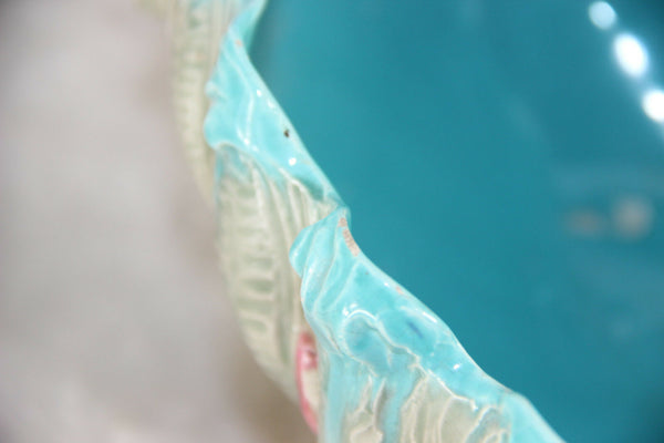 Art nouveau caryatid winged lady French faience barbotine planter jardiniere