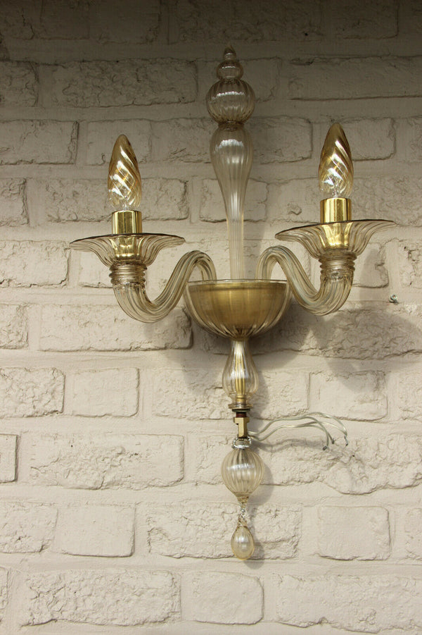 PAIR BAROVIER TOSO Murano hand blown wall lights amber glass