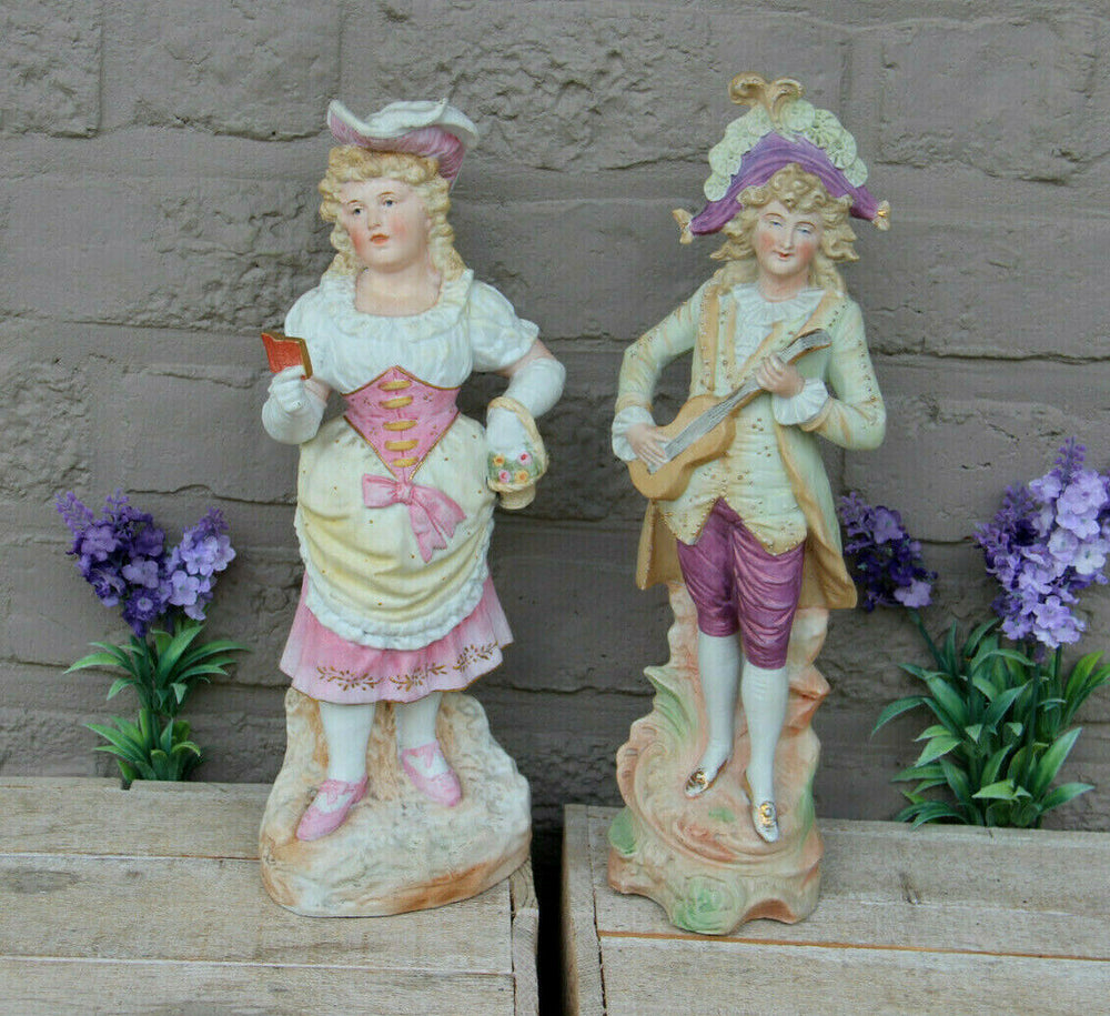PAIR german porcelain bisque figurine statue