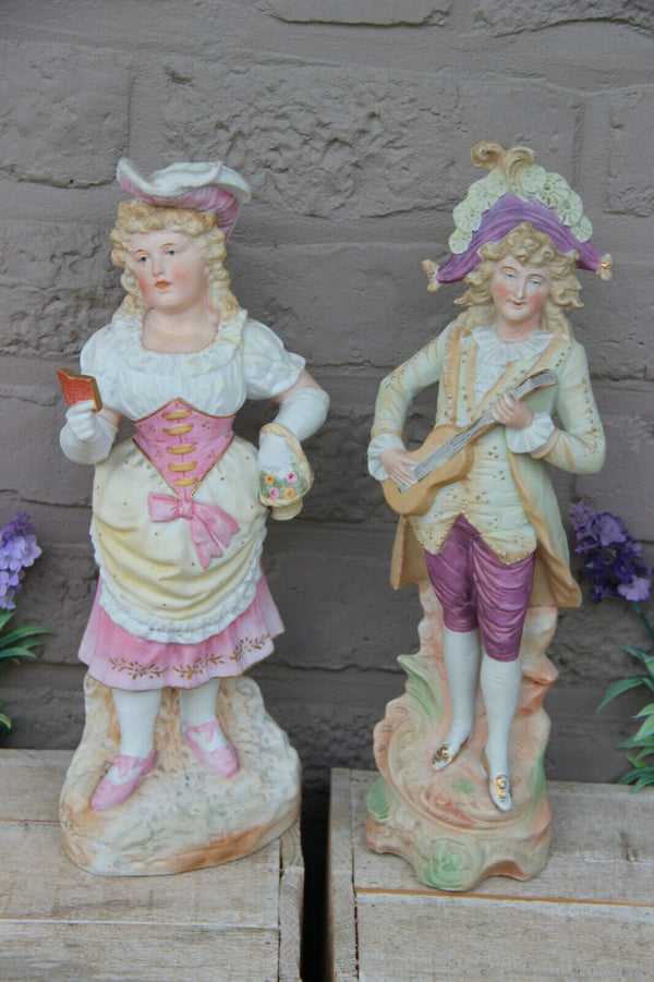 PAIR german porcelain bisque figurine statue