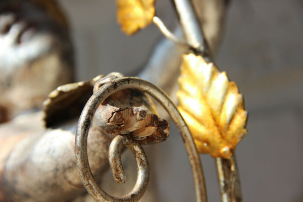 Vintage italian wood carved polychrome Angel putti lamp