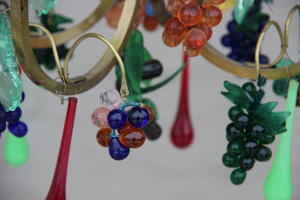 Murano Hand blown grapes flowers multi colour chandelier pendant 1960s