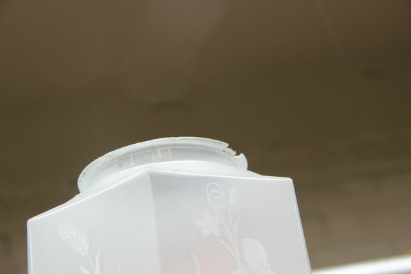 RAre French art deco glass etched Skyscraper LAntern Lamp chandelier putti