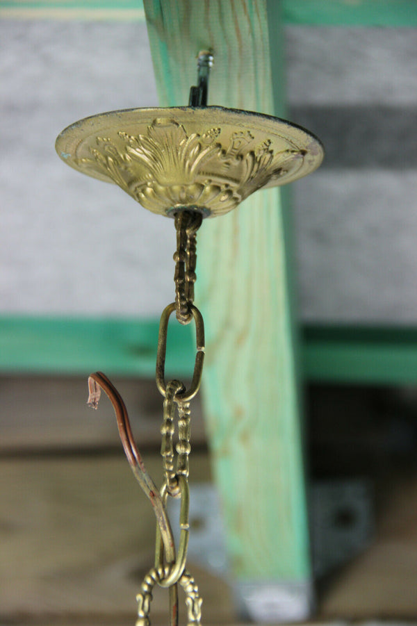 French antique putti angel figurine pendant chandelier lamp