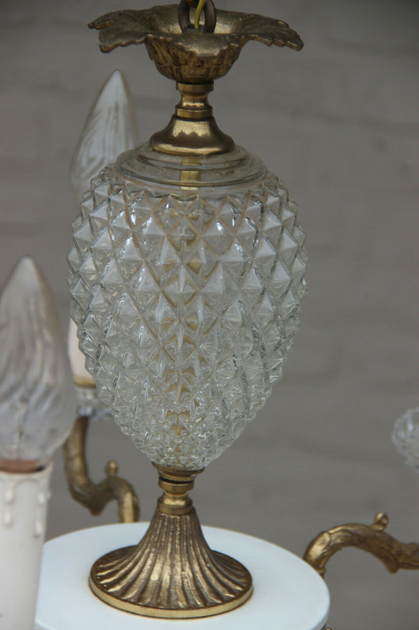 Mid century 1960 Crystal glass pineapple maison jansen Chandelier 5 arms