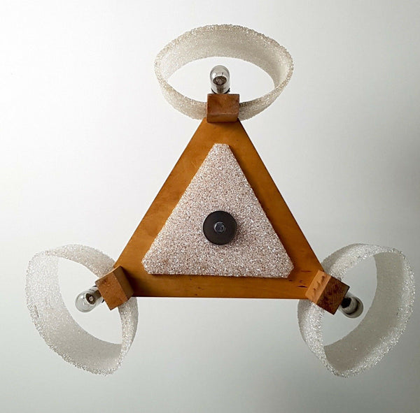 Mid century Scandinavian Wood / Perspex Shades chandelier pendant