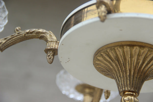 Mid century 1960 Crystal glass pineapple maison jansen Chandelier 5 arms