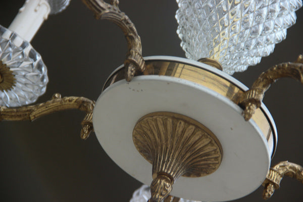 Mid century 1960 Crystal glass pineapple maison jansen Chandelier 5 arms